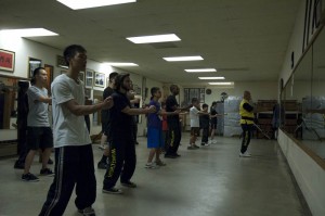 Sifu Eddie Chong leads the class in the first form, Siu Lim Tao